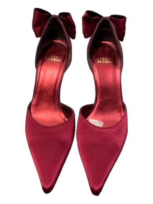 Stuart Weitzman Shoe Size 5 Wine Red Sateen Pointed Toe Back Bow Stiletto Shoes Wine Red / 5