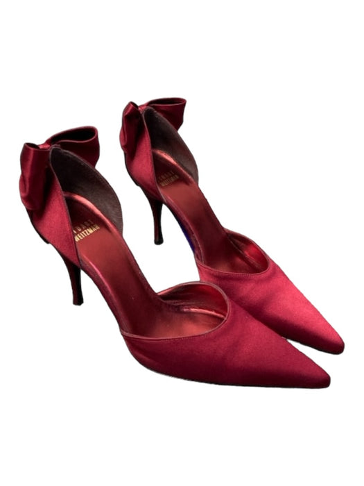 Stuart Weitzman Shoe Size 5 Wine Red Sateen Pointed Toe Back Bow Stiletto Shoes Wine Red / 5