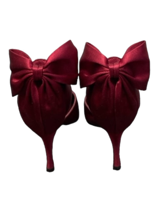 Stuart Weitzman Shoe Size 5 Wine Red Sateen Pointed Toe Back Bow Stiletto Shoes Wine Red / 5