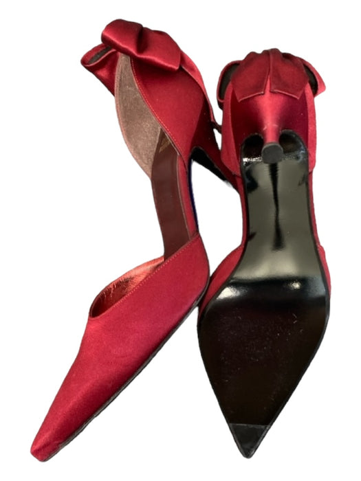 Stuart Weitzman Shoe Size 5 Wine Red Sateen Pointed Toe Back Bow Stiletto Shoes Wine Red / 5