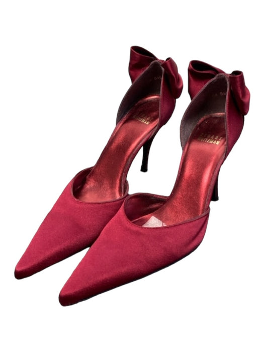 Stuart Weitzman Shoe Size 5 Wine Red Sateen Pointed Toe Back Bow Stiletto Shoes Wine Red / 5