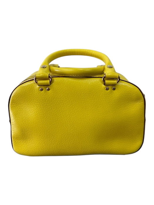 Kate Spade Yellow Grained Leather 2 Handles Zip Close Gold Hardware Pockets Bag Yellow / S