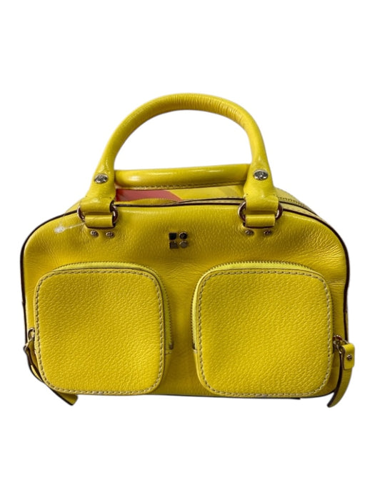 Kate Spade Yellow Grained Leather 2 Handles Zip Close Gold Hardware Pockets Bag Yellow / S