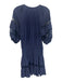 Ramy Brook Size S Navy Blue Polyester Elastic Waist Embroidered Design Dress Navy Blue / S