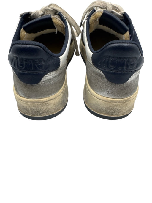 Autry Shoe Size 37 White, Silver, & Navy Blue Leather Laces Low Top Sneakers White, Silver, & Navy Blue / 37