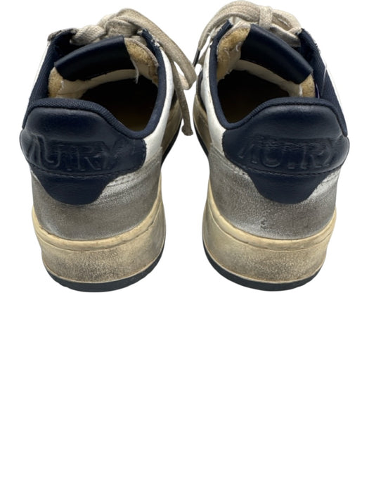 Autry Shoe Size 37 White, Silver, & Navy Blue Leather Laces Low Top Sneakers White, Silver, & Navy Blue / 37