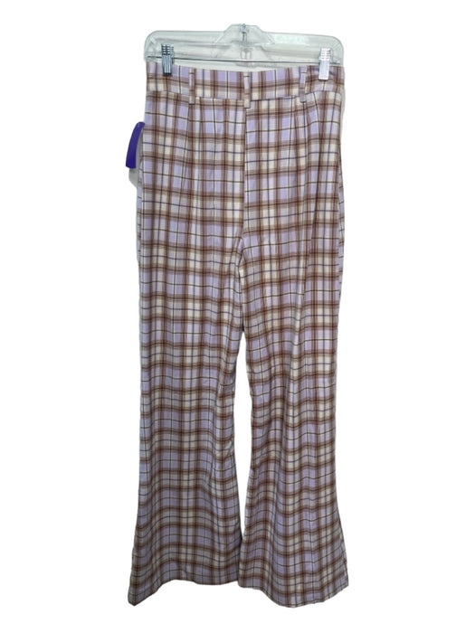 Free People Size 4 Purple & Brown Polyester Blend Plaid High Rise Wide Leg Pants Purple & Brown / 4