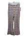 Free People Size 4 Purple & Brown Polyester Blend Plaid High Rise Wide Leg Pants Purple & Brown / 4