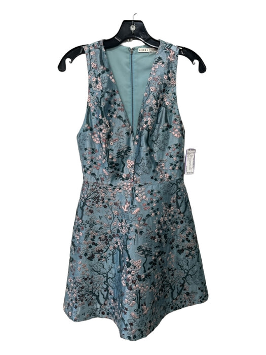 Alice + Olivia Size 6 Blue & Pink Polyester Blend Floral V Neck Sleeveless Dress Blue & Pink / 6