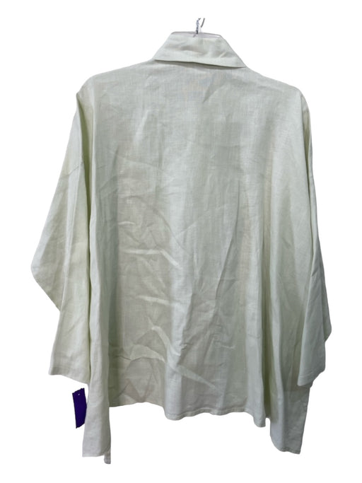 Planet Size One Size Pale Green Linen Collared Button Up Long Sleeve Top Pale Green / One Size