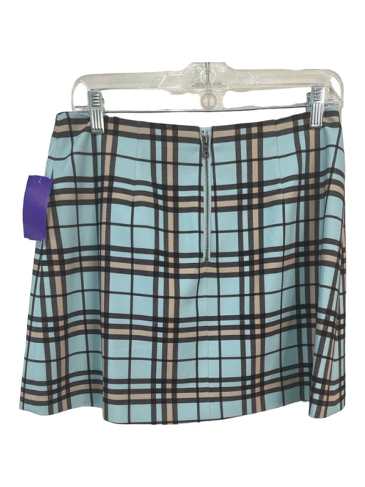 Alice + Olivia Size 6 Blue Beige Brown Polyester Plaid Back Zip Mini Skirt Blue Beige Brown / 6