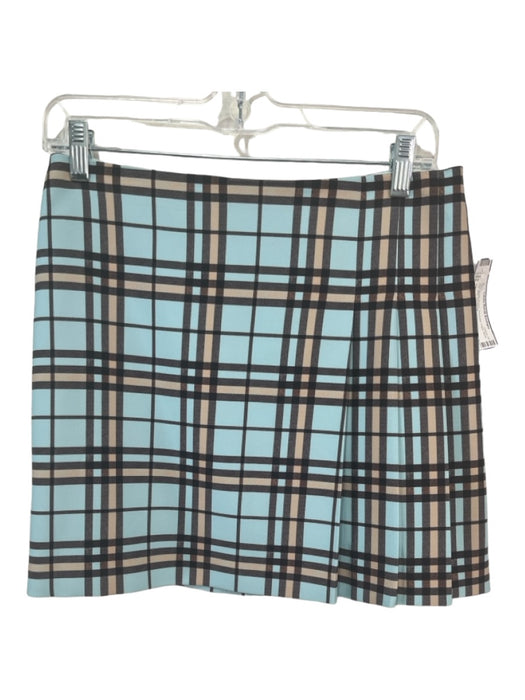 Alice + Olivia Size 6 Blue Beige Brown Polyester Plaid Back Zip Mini Skirt Blue Beige Brown / 6