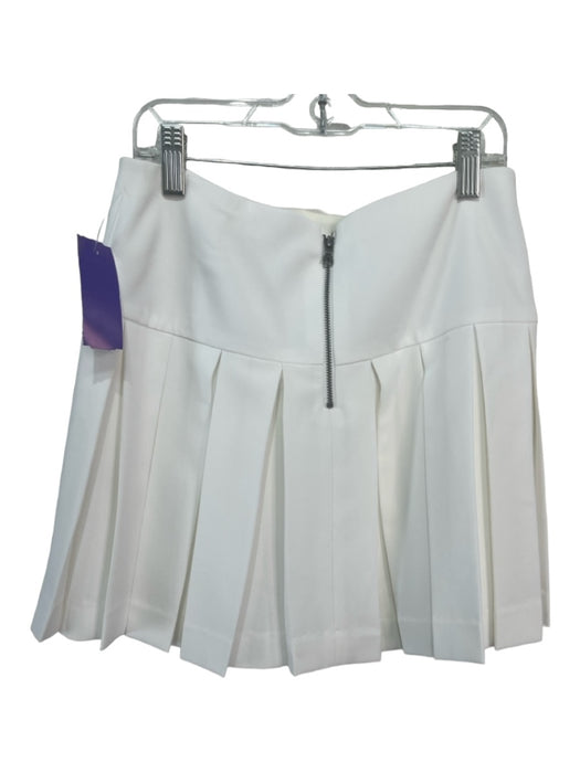 Alice + Olivia Size 2 White Polyester Back Zip Pleated Mini Skirt White / 2