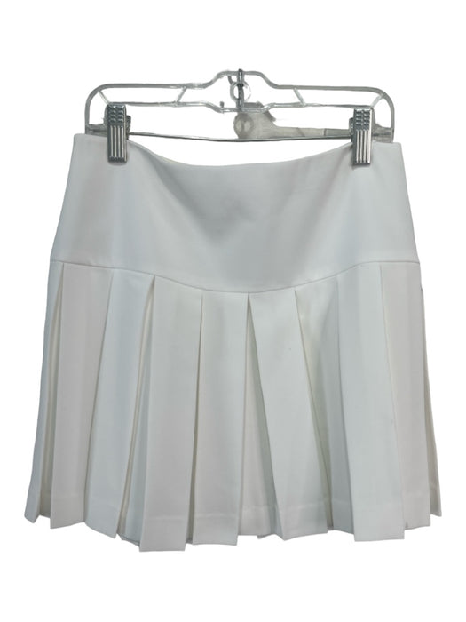 Alice + Olivia Size 2 White Polyester Back Zip Pleated Mini Skirt White / 2