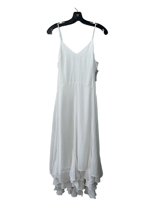 Amanda Uprichard Size S White Polyester Spaghetti Strap V Neck Midi Dress White / S