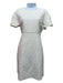 Giam Battista Valli Size 42 Cream Cotton Short Sleeve Puckered Piping Dress Cream / 42