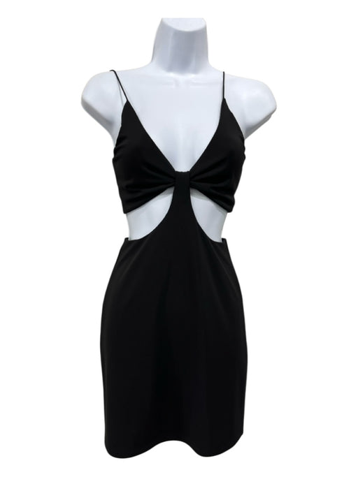 Alice + Olivia Size 2 Black Polyester Spaghetti Strap Side Cut Outs Mini Dress Black / 2