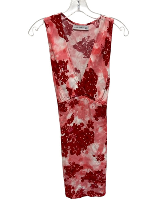 Faithfull the Brand Size 4 Red & White Rayon Abstract Floral Sleeveless Dress Red & White / 4