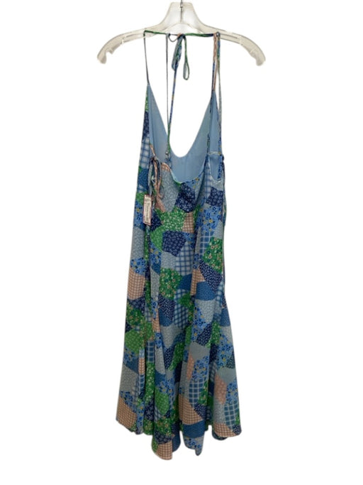 For Love & Lemons Size S Blue, Green & Pink Polyester Patchwork Print Dress Blue, Green & Pink / S