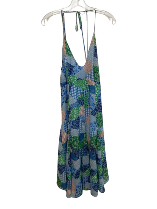 For Love & Lemons Size S Blue, Green & Pink Polyester Patchwork Print Dress Blue, Green & Pink / S
