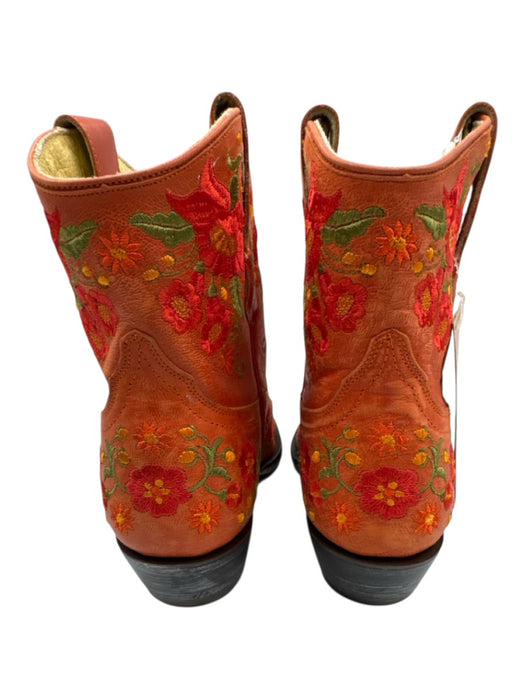 Allens Boots Shoe Size 7.5 Orange, Green & Yellow Leather Pointed Toe Booties Orange, Green & Yellow / 7.5