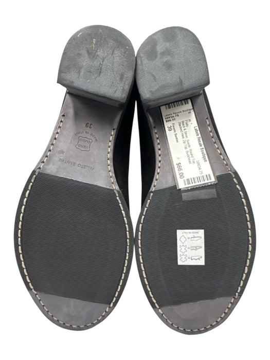 Fausto Santini Shoe Size 39 Black & Silver Suede Round Toe Stacked Heel Flats Black & Silver / 39