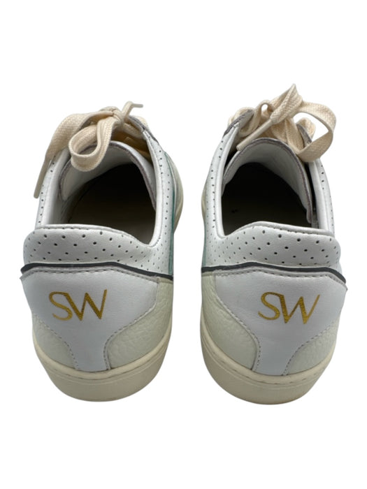 Stuart Weitzman Shoe Size 7.5 White & Green Leather Round Toe Lace Up Sneakers White & Green / 7.5