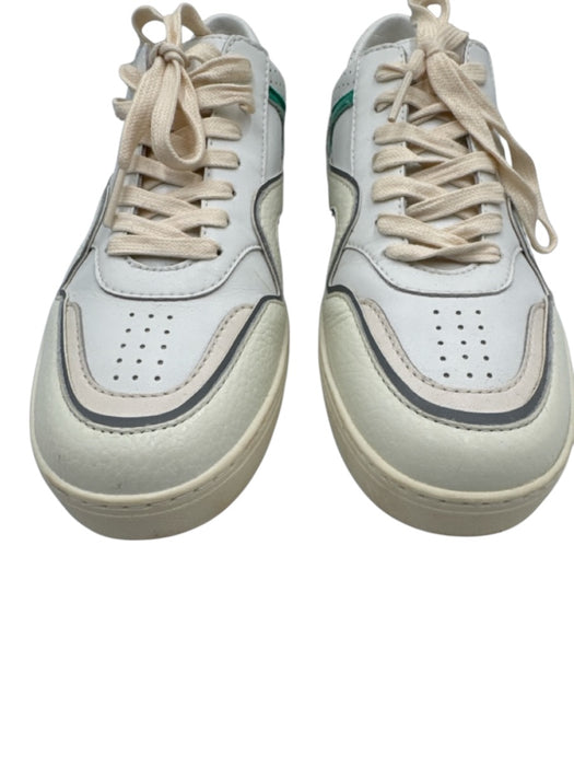 Stuart Weitzman Shoe Size 7.5 White & Green Leather Round Toe Lace Up Sneakers White & Green / 7.5