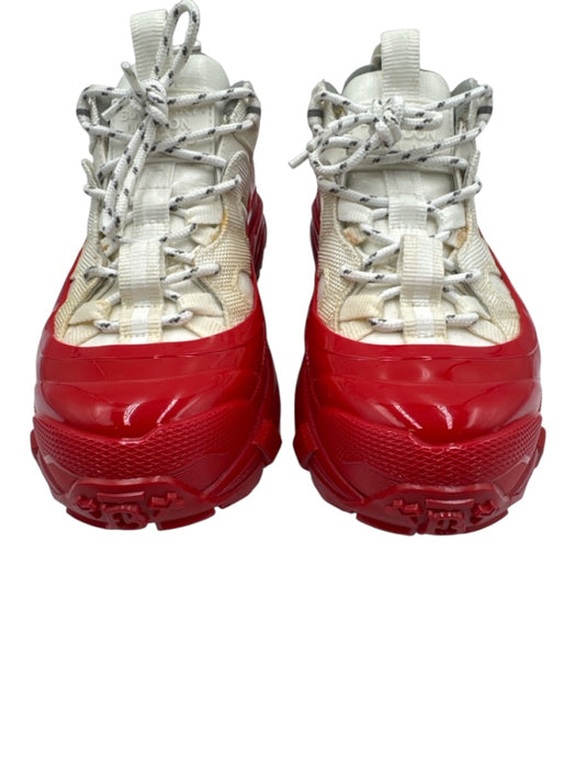 Burberry Shoe Size 37.5 Red & White Rubber Canvas Color & Fabric Block Sneakers Red & White / 37.5