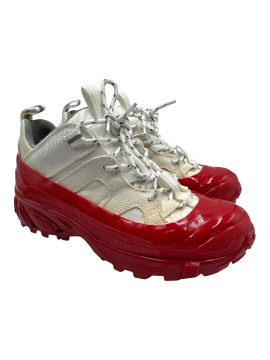 Burberry Shoe Size 37.5 Red & White Rubber Canvas Color & Fabric Block Sneakers Red & White / 37.5