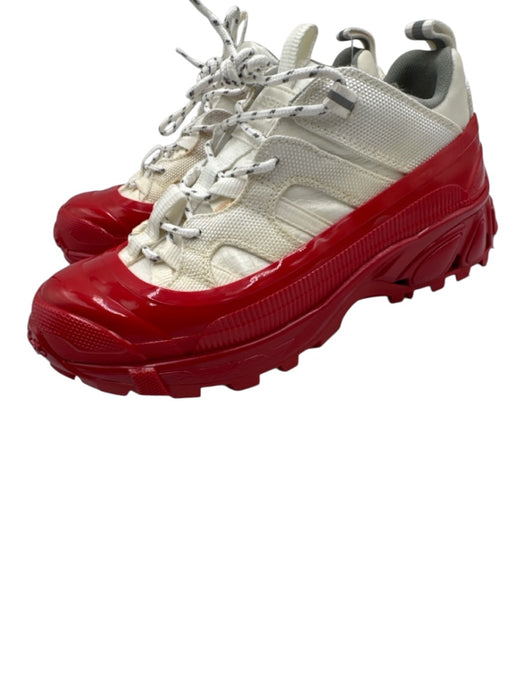 Burberry Shoe Size 37.5 Red & White Rubber Canvas Color & Fabric Block Sneakers Red & White / 37.5