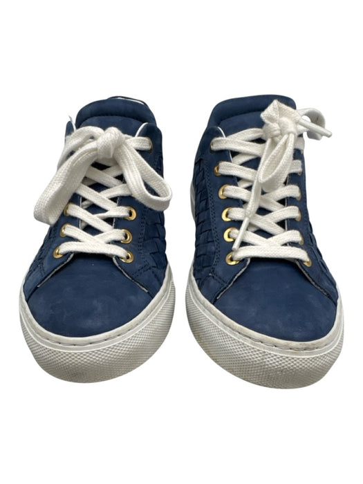 M. Gemi Shoe Size 37.5 Blue & White Suede Weave Gold Grommet Lace Up Sneakers Blue & White / 37.5