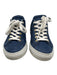 M. Gemi Shoe Size 37.5 Blue & White Suede Weave Gold Grommet Lace Up Sneakers Blue & White / 37.5