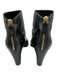 Stuart Weitzman Shoe Size 7.5 Black Leather Round Toe Gold Zipper Ankle Booties Black / 7.5
