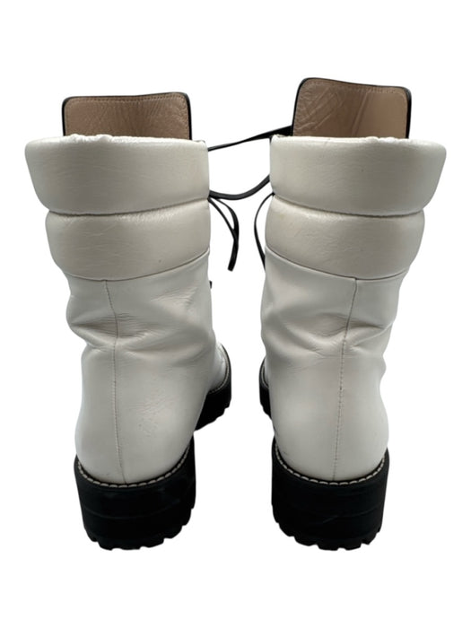 Stuart Weitzman Shoe Size 7.5 White, Black & Gold Leather Round Toe Booties White, Black & Gold / 7.5