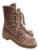 Stuart Weitzman Shoe Size 7.5 Rose Pink Velvet Round Toe Lace Up Booties Rose Pink / 7.5