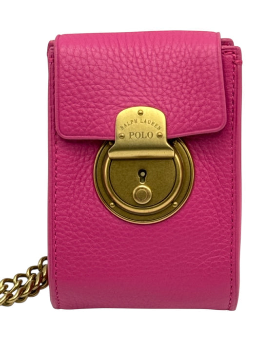 Ralph Lauren Hot pink Leather Gold hardware Egraved Logo Chain Crossbody Bag Hot pink / XS
