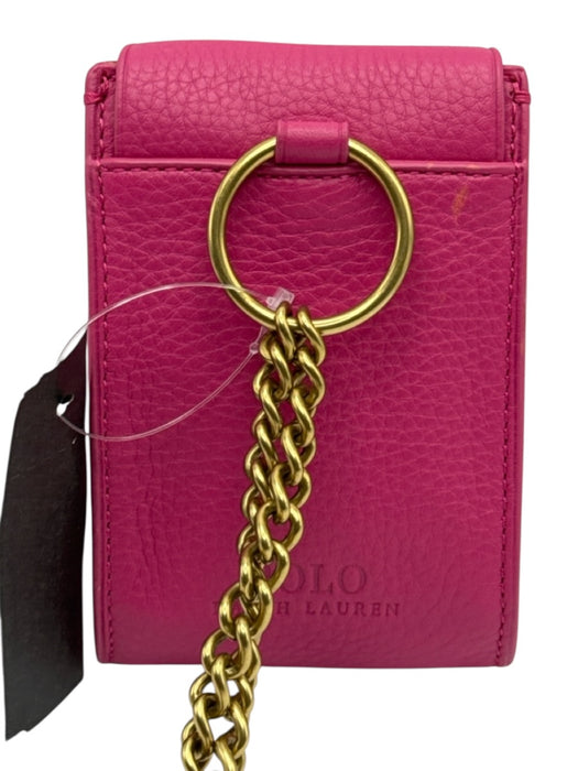 Ralph Lauren Hot pink Leather Gold hardware Egraved Logo Chain Crossbody Bag Hot pink / XS