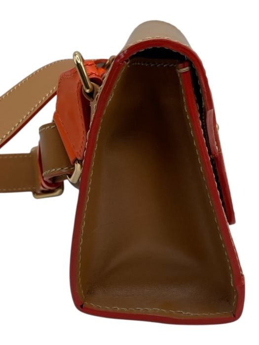 Stuart Weitzman Tan & Orange Leather Adjustable Strap Flap Magnetic Clasp Bag Tan & Orange / Mini