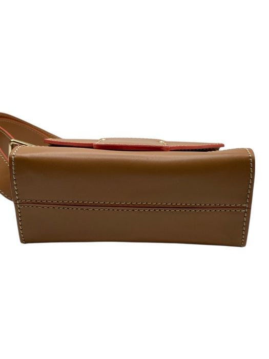 Stuart Weitzman Tan & Orange Leather Adjustable Strap Flap Magnetic Clasp Bag Tan & Orange / Mini