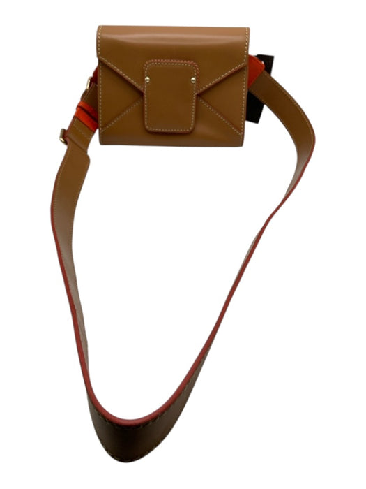 Stuart Weitzman Tan & Orange Leather Adjustable Strap Flap Magnetic Clasp Bag Tan & Orange / Mini