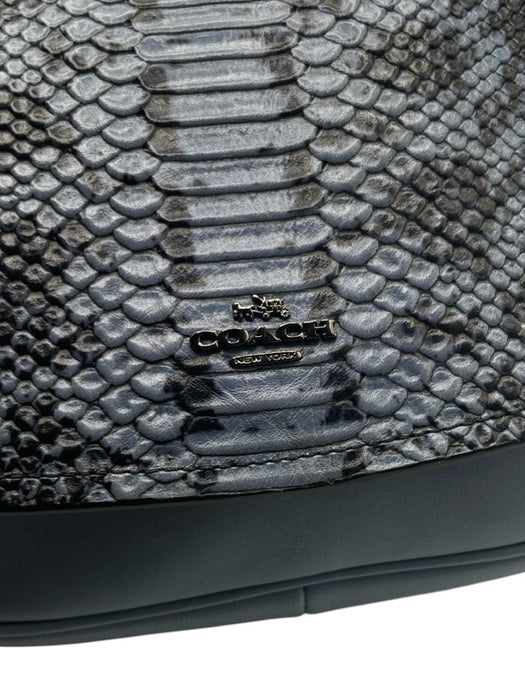 Coach Blue, Yellow & Black Leather Top Handle Snake Flap Detachable Strap Bag Blue, Yellow & Black / Small