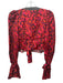 For Love & Lemons Size S Red & Black Viscose Blend Floral Long Sleeve Wrap Top Red & Black / S