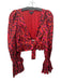 For Love & Lemons Size S Red & Black Viscose Blend Floral Long Sleeve Wrap Top Red & Black / S