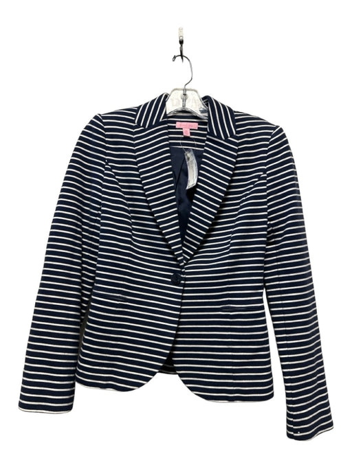 Lilly Pulitzer Size XS Navy & white Cotton One Button Striped Jacket Navy & white / XS