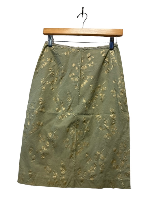 Anna Sui Size 2 Green Cotton Metallic Lace Trim Skirt Green / 2