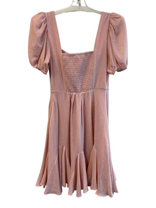 ASTR The Label Size S Pink Polyester Elastic Back Solid Short Puff Sleeve Dress Pink / S