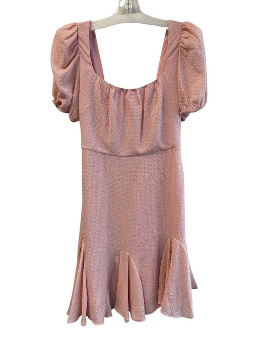 ASTR The Label Size S Pink Polyester Elastic Back Solid Short Puff Sleeve Dress Pink / S