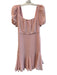 ASTR The Label Size S Pink Polyester Elastic Back Solid Short Puff Sleeve Dress Pink / S