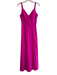 Nicole Miller Size 4 Pink Polyester V Neck Solid Slit Maxi Dress Pink / 4
